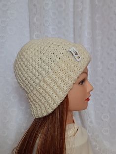 Handmade Cream Crochet Hat For Winter, Winter Handmade Crochet Hat With Curved Brim, Handmade Fitted Crochet Winter Hat, Whimsical Winter Crochet Hat One Size, Whimsical Adjustable Crochet Winter Hat, Winter Beanie Hat, Etsy Clothes