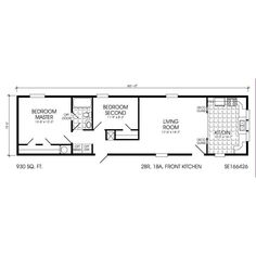 a floor plan for a mobile home with two bedroom and an attached living room area