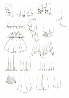 the instructions for how to draw dresses and skirts