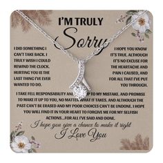 a necklace that says i'm truly sorry