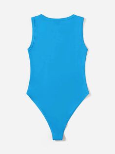 SHEIN Solid Skinny Bodysuit | SHEIN USA Blue Sleeveless Bodysuit For Swimming, Sleeveless Blue Bodysuit For Party, Blue Sleeveless Party Bodysuit, Casual Blue Sleeveless Bodysuit, Blue Sleeveless Tank Top For Swimming, Blue Tank Top For Swimming, Blue Body Suit, Cami Bodysuit, Womens Bodysuit