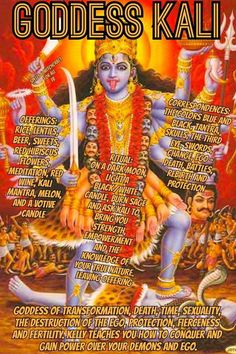 the godess's kalli poster for hindu festival, with words written on it