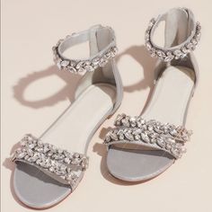 Wedding Shoes Flats Sandals, Shoe Solutions, Flat Wedding Shoes, Bride Sandals, Reception Shoes, Sparkle Sandals, Beach Wedding Shoes, Ankle Strap Sandals Flat, Shoe Ideas