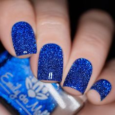 Deep Blue Nail Polish, Blue And Silver Nails, Blue Glitter Nails, Manicure Nail Designs, Blue Acrylic Nails, Blue Nail Polish, Blue Nail, Sparkle Nails, Glitter Nail Polish