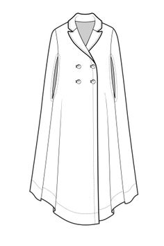 a drawing of a women's coat with buttons on the front and side,