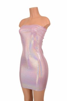 "This item is made to order, please read all the way through the listing before purchasing! This stretchy little dress is made with a super shiny, rainbowy lilac holographic! It features a strapless neckline. It is made of four way stretch lycra spandex, and it fits like a glove! Super figure flaunting and fun! LENGTH: 29\" (from the underarm to the hemline) Womens Sizing (See below for instructions on where measurements should be taken) XXS: Bust 29\"-30\" / Waist 22\"-23\" / Hips 30\"-32\" Ext Dazzling Dresses, Holographic Dress, Lilac Top, Hat Jewelry, Strapless Tube Dress, Dazzling Dress, Mexican Style, Olive Branch, Style Dresses