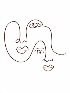 a line drawing of two faces