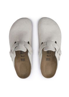 Our most sought-after clog, the Boston lends a fashion-forward edge to any style. Velvety suede gives the laid-back look classic, every season appeal. Featuring an additional foam layer for cushioning, the soft footbed offers extra comfort plus go-all-day support. Cushioned BIRKENSTOCK soft footbed creates custom support with wear Classic suede upper Suede footbed lining helps keep you comfortable EVA sole is flexible and lightweight Adjustable strap with metal pin buckle “Made in Germany” quali Antique White Birkenstocks, White Boston Clogs, Birkenstock Boston Suede, Birkenstock Style, Womens Casual Boots, Mens Boots Casual, Suede Clogs, Birkenstock Women, Waterproof Winter Boots