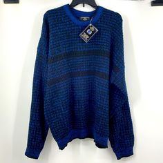 Vintage 90’s The Senate Club Black And Blue Knit Crewneck Oversized Sweater. Very Soft Material. Sweater Has Retained Vibrant Blue Color Size 3x Nwt Measurements Laid Flat Below Pit To Pit 28 Sleeve 24 Length 28.5 Knit Crewneck, Sweaters Crewneck, Vibrant Blue, Oversized Sweater, Soft Material, Black Blue, Sweater Sizes, Blue Black, Men Sweater