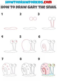 how to draw cartoon snails for kids