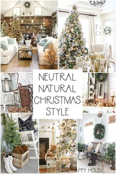 a collage of photos with christmas trees and decorations