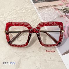 #zeelool#glasses#red#fashion Red Sunglasses With Gradient Glass Lenses, Red Sunglasses With Gradient Lenses, Trendy Red Square Frame Sunglasses, Red Square Frame Sunglasses For Party, Chic Red Square Frame Sunglasses, Eyeglasses Fashion, Red Glasses, Eye Wear, Fashion Eyeglasses