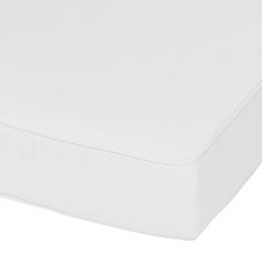 a close up view of a white mattress with no sheets on the top and bottom