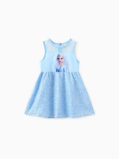 Sparkle in style with Disney's Officially Licensed Elsa Dress.
* Princess Elsa digital printed on the bodice with sequin detail.
* Soft and comfortable fabric with a tulle skirt for added shine.
* Sleeveless and round neck design, knee-length, A-line silhouette.
* Suitable for daily wear, special occasions, and all seasons.
* Designed with a beautiful mixture of blue hues fitting for Elsa's character. Elsa Character, Elsa Dress, Round Neck Design, Princess Elsa, Dress Princess, Toddler Dress, Disney Frozen, Blue Hues, Toddler Girls