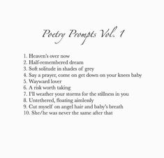 a poem written in black and white with the words poetry projects vol 1 on it