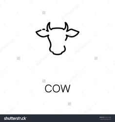 the cow's head is drawn in black ink on a white background, with the word