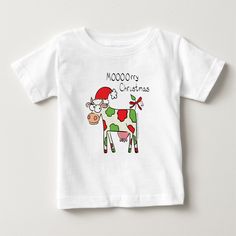 Cow Funny Cartoon Christmas Holiday Baby T-Shirt Cows Funny Cartoon, Motorcycle Baby, Reindeer Shirt, Baby Reindeer, Baby Mickey, Cows Funny, Funny Christmas Gifts, Baby Christmas Gifts, Xmas Shirts