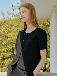 Editor's NotesThis top is made of rayon, linen, and cotton. It features a basic design, a minimal design, and a clean and neat look. It can be worn with any item. It can be worn casually or formally depending on how you coordinate. - Classic design linen shirt- Round neck and relaxed fit - Comfortable fit and a must-have item - Round hemline detail  Measurements(in.)One Size (XS-M)- Total Length: 20.86 in.- Chest: 18.50 in.- Shoulder: 14.37 in.- Sleeve Length: 9.05 in. Model info: Height 5' 64, Bust 29.5 in., Waist 23 in., Hips 35 in. Composition & Care- Shell: 65% Rayon 20% Linen 15% Cotton - Dry Clean- Please check a care label Designer- by YUPPE Linen Workwear Top, Solid Linen Top For Work, Solid Linen Tops For Work, Modern Linen Blouse For Work, Fitted Linen Top For Casual Gatherings, Versatile Solid Cotton Blouse, Versatile Solid Color Cotton Blouse, Versatile Linen Blouse For Work, Linen Crew Neck Top For Work