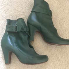 Chie Mihari Soft Leather Ankle Boots; Fits 8-8.5 Comfortably No Holes Or Tears. Worn Only Handle Of Times Decluttering So Offers Welcome Thanks For Looking! Green Leather, Leather Ankle Boots, Ankle Booties, Soft Leather, Leather Boots, Bootie Boots, Ankle Boot, Ankle Boots, Women Shoes