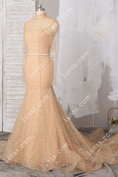 Glittering Gold Flounce Mermaid Custom Prom Dress - Lunss Mermaid Custom, Mermaid Gown Prom, Glitter Champagne, Gold Mermaid, Gold Prom Dresses, Custom Prom Dress, Color Champagne, Mermaid Gown, Mermaid Fashion