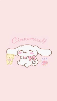 a pink background with an image of a bunny and a teddy bear