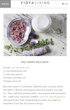 an image of a recipe for moon milk bath