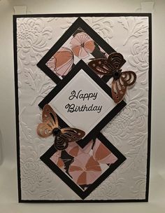 a happy birthday card with butterflies on it