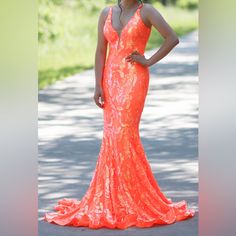 Jovani 3263, Originally Paid $700 Size 6 But Has Had Alterations To Fit Like A Size 2. The Straps Were Taken In By About 2 Inches. The Dress Was Only Worn For About 3 Hours, It Is In Excellent Condition. I Love This Dress So Much And The Orange Stands Out Compared To Other Colors! Please Feel Free To Message Me For More Pictures! $500 Obo Jovani Dresses, Color Orange, Orange Color, Prom Dress, The Dress, Prom Dresses, Size 2, Prom, Size 6