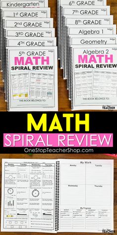 a pile of spiral notebooks with the words, 3rd grade math spiral review on them