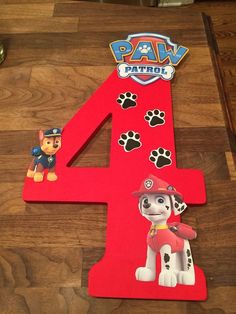 the number four is made up of paw patrol characters