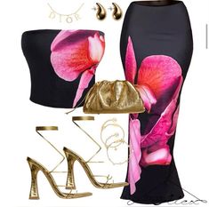 Miami Outfits Black Women, Ruffle Dress Outfit, Fame Clothes, Flower Outfit, Drinks Outfits, Outfits Black Women, Flower Orchid, Miami Outfits, Cute Modest Outfits