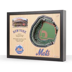 the new york mets stadium is shown in this shadow box