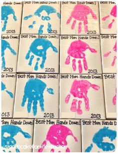 handprints for children's hands are shown in pink and blue