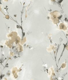 an abstract floral wallpaper design in grey and gold