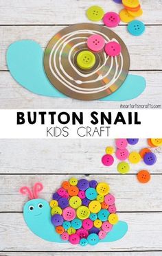 Snail Craft, Daycare Crafts, Crafty Kids, The Button, Camping Crafts, Craft For Kids, Childrens Crafts, Button Crafts, Preschool Art