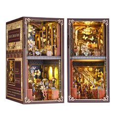 43798001778745 Dollhouse Bookshelf, Book Nook Kit, Diy Bookshelf, 3d Wooden Puzzle, Puzzle Diy, Butterfly Books, Decorative Bookends, Book Corners, Dollhouse Kits