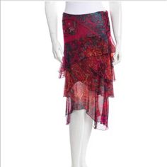 Dvf Rialto Flowy Skirt, Nwot, Size 10, Beautiful Colors Perfect For Fall Multicolor Skirt, Flounce Skirt, Flowy Skirt, Silk Skirt, Ruffle Skirt, Von Furstenberg, Diane Von, Diane Von Furstenberg, Multi Colored