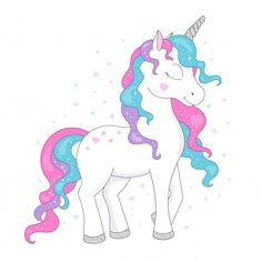 a pink and blue unicorn with stars on it's head