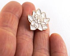 "Get 15% off your order when you buy any 2 items in my shop! Small Lotus Pin, White Flower Lapel Pin for Men/women, Small Gold Tie Tack Pin for Groom, Enamel Brooch Button pin Beautiful White Lotus pin, gold with white enamel. Very pretty, shiny, bright. The pin is in perfect condition, clean, shiny. The size is 23mm = 0.9\" More Fun Exciting Vintage Treasures here: http://www.etsy.com/shop/atVintage" White Flower Pins For Gifts, White Flower Pins As Gifts, White Flower Enamel Pin For Wedding, Tie Tack Pin, Flower Lapel, Flower Lapel Pin, Gold Tie, White Lotus, Enamel Brooch