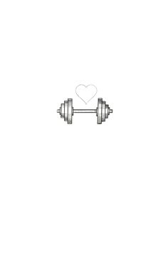 two dumbbells with a heart drawn on the top and bottom one is black and white