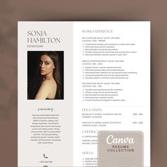 a professional resume template with an image on the front and back cover, in white