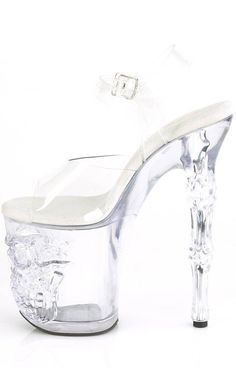 RAPTURE-808 Clear Skull Platform Heels-Pleaser-Tragic Beautiful Pleaser Shoes, Ghost Chair, The Platform, Platform Heels, Womens Heels, Open Toe, Fashion Shoes, Heels, Makeup