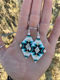 Medium Beaded Southwestern Design Earrings Cowgirl Western Earrings Lightweight Bright Dressy Western Style Turquoise and Gold - Etsy Western Earrings, Turquoise And Gold, Southwestern Design, Cowgirl Western, Design Earrings, Western Style, Western Fashion, Dangle Drop Earrings, Turquoise