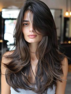 Explore Layered Haircuts for Long Hair - Styles to Transform Your Look Long Dark Brown Hair Styles, Dark Brown Hair Styles, Long Hair Layered, Brown Hair Styles, Long Dark Brown Hair