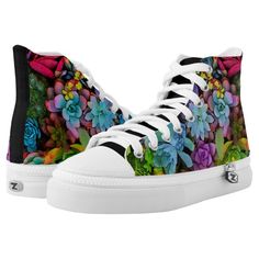 Boldly Go Succulents High-Top Sneakers #earth #tropical #fun #summer #vacation #HighTopSneakers Comfortable Mens Shoes, Printed Shoes, Pale Turquoise, Hightop Sneakers, Shoe Art, Shoe Print, Custom Sneakers, Outdoor Activity, High Top Shoes