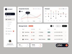 the dashboard screen shows different types of people's personal information and their business data