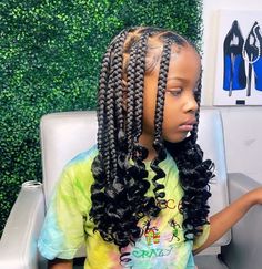 Boho Braids Kids, Hairstyles For Girls Braids, Cheer Wall, Knotless Braids With Curly Ends, Braids With Curly Ends, Toddler Braided Hairstyles