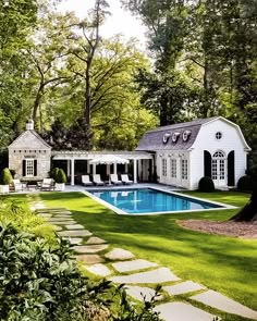 a house with a pool in the yard