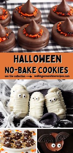 halloween no - bake cookies with chocolate and sprinkles