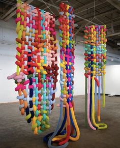 an art installation consisting of multicolored objects